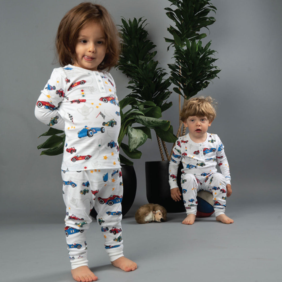 Boys Racecar Pajamas - Soft Cotton Long Sleeve Pajama Set | Petidoux