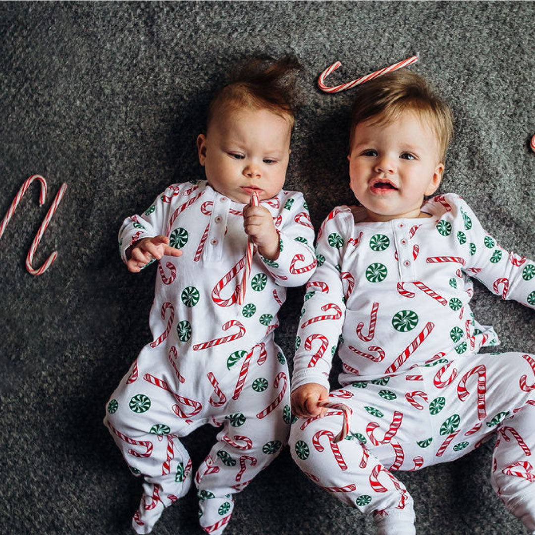 Kids Christmas Candy Cane PJ Set, Pure Cotton Pajamas