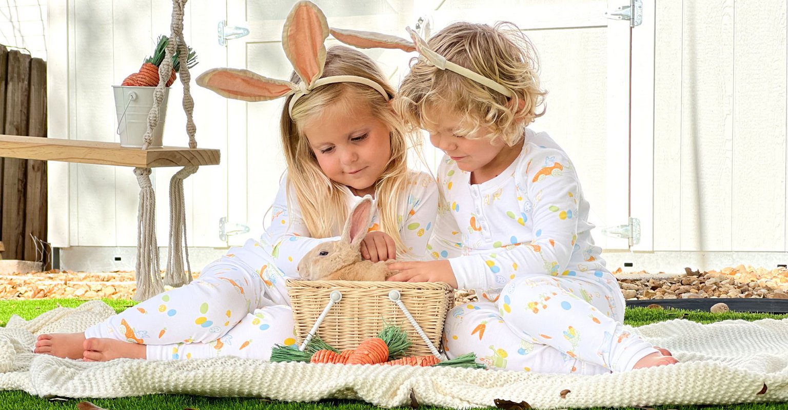 Baby And Toddler Girls Matching Family Easter Long Sleeve Bunny Print Snug  Fit Cotton Footed One Piece Pajamas